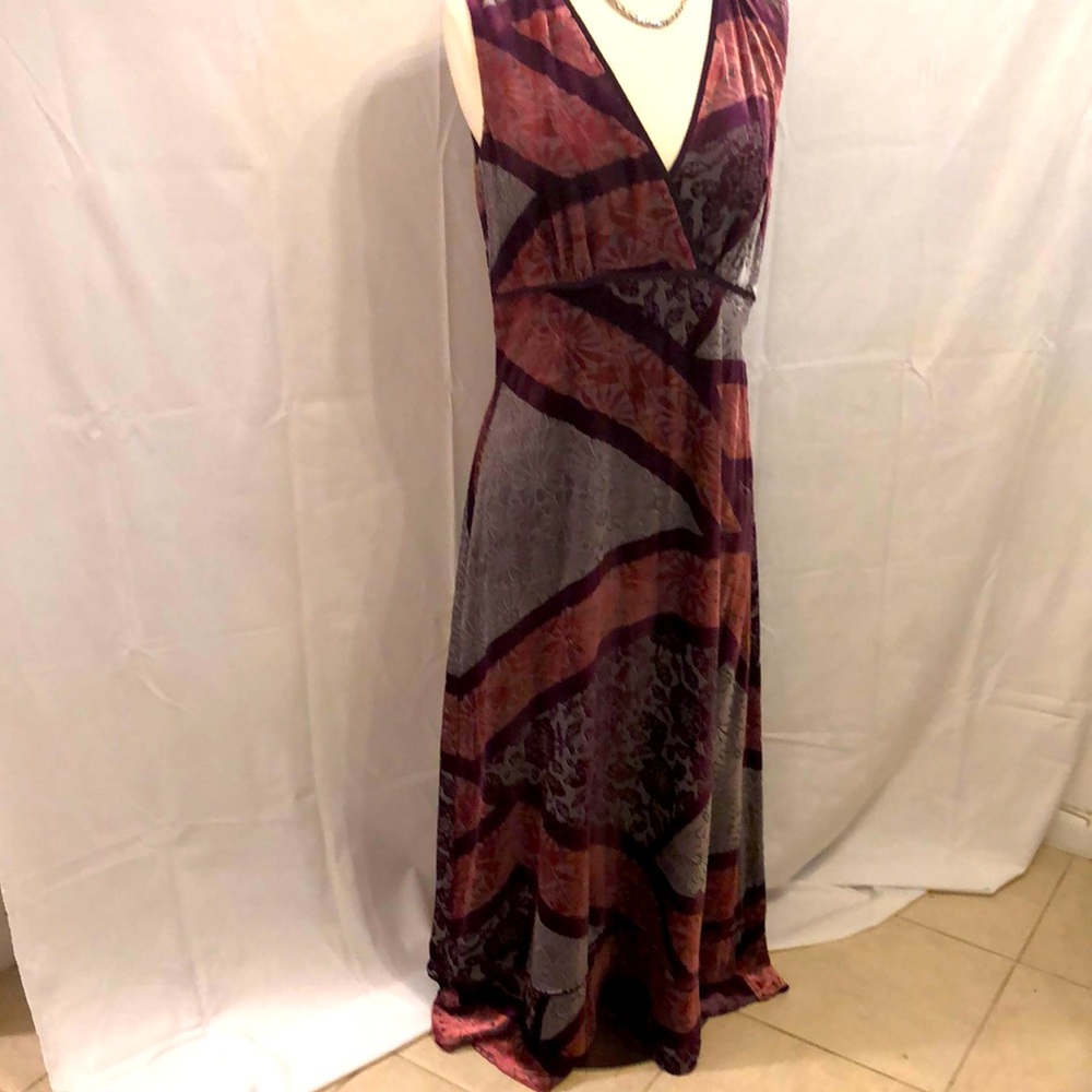 **VINTAGE** J Jill Burnout Velvet Maxi Dress